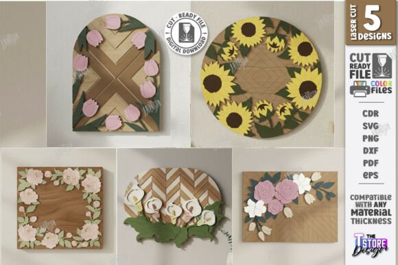 3D Floral Wall Art Laser Cut Bundle CNC