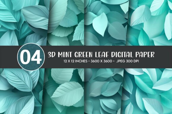 3D Mint Green Leaf Digital Paper: A Versatile Design Resource