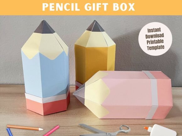 3D Pencil Gift Box Printable Template