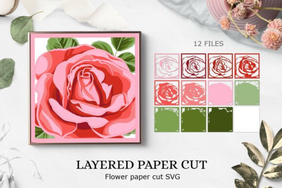 3D Red Rose SVG Red Roses Layered Paper