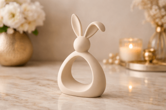 3D Serene Easter Bunny Deco STL 089