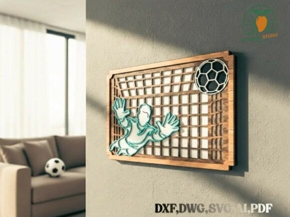 3D Soccer Goalkeeper Layered Wall Art