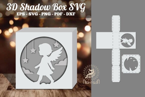 Angel Kids 3D Papercut Shadow Box SVG 5