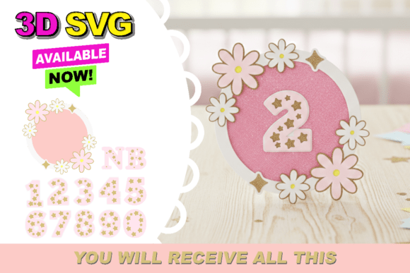 Baby Months Daisies 3D SVG