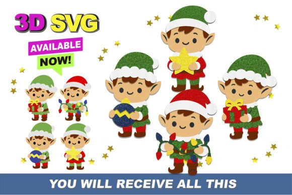 Christmas Elves 3D SVG for Creative Projects