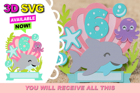 Dolphin Cake Topper 3D SVG