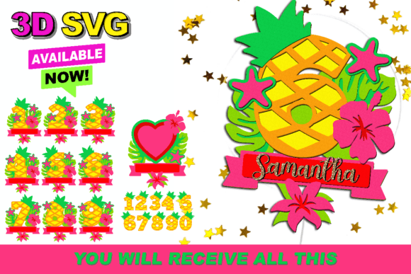 Hawaiian Topper Numbers 3D SVG