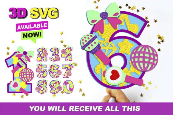K Pop Numbers 3D SVG