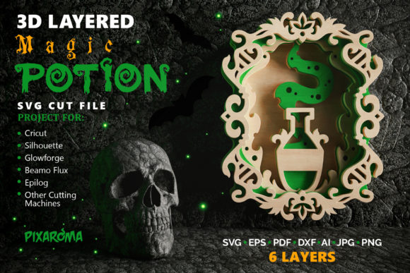 Magic Potion Wall Art 3D Layered SVG Cut: A Halloween Craft for Creativity and Fun