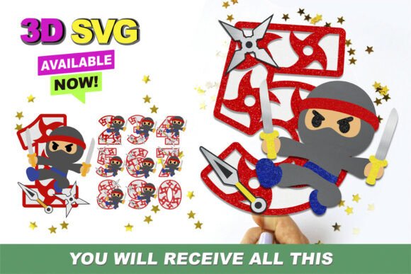 Ninja Numbers 3D SVG