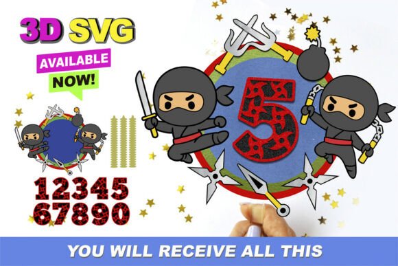 Ninja Shaker Cake Topper 3D SVG