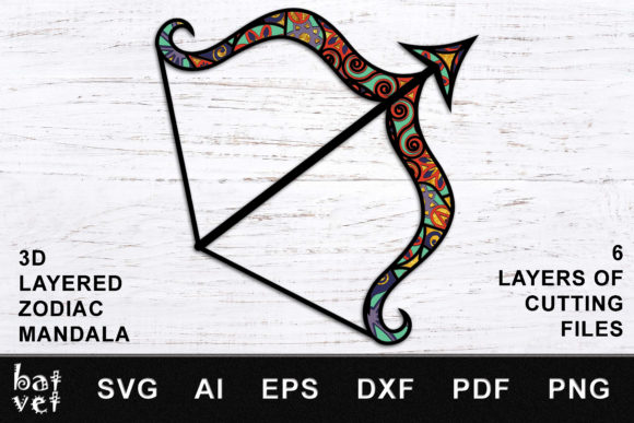 Sagittarius SVG 3D Zodiac Mandala for Creative Projects