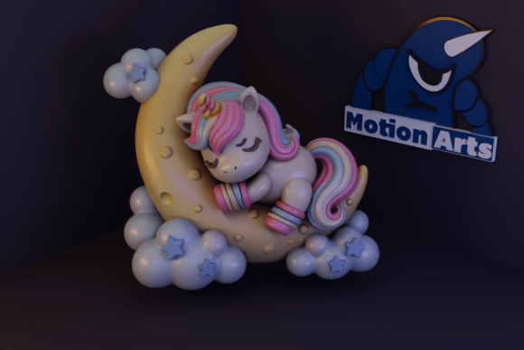 Unicorn Lying on the Moon 3D Model for 3D Printing: A Strategic Creative Asset