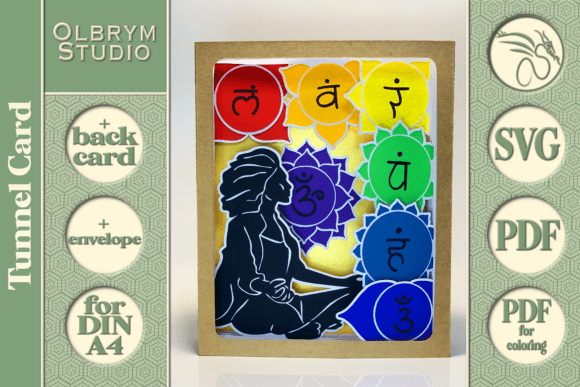 Yoga Chakras 3D Tunnel Card SVG